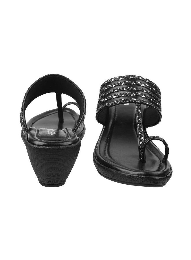 مترو صندل Metro Women's ذو الكعب الإسفيني المزين بحلقة أصابع القدم باللون الأسود، مقاس المملكة المتحدة/8، الاتحاد الأوروبي/41 (32-33) - Image 5