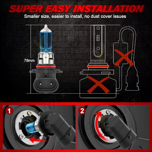 SYJIIP Upgraded Halogen Headlight Bulbs For Toyota Corolla 2001-2003 2004 2005 2006 2007 2008 2009 2010 2011 2012 2013 2014 2015, 9005 9006 High Low Beam Headlamp Lights, 6000K White, 300% Brightness, 4-Pack - Image 2