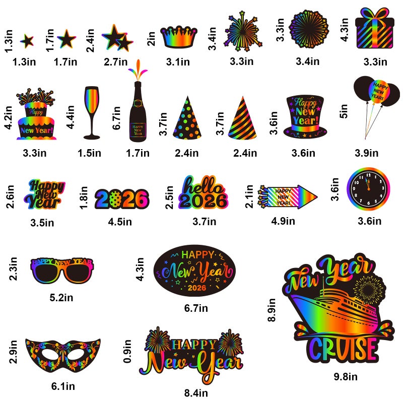 Whaline 23 Pcs New Year Cruise Door Magnet Colorful Refrigerator Magnets Cake Balloon Fridge Magnetic Stickers Garage Magnet for Holiday Car Metal Door Decoration - Image 2