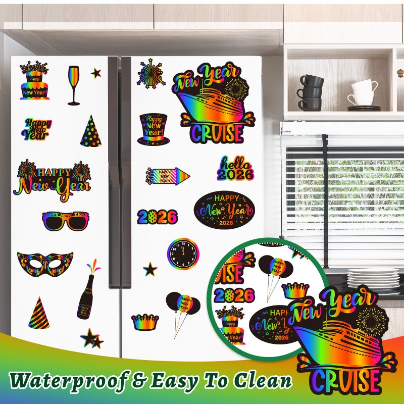 Whaline 23 Pcs New Year Cruise Door Magnet Colorful Refrigerator Magnets Cake Balloon Fridge Magnetic Stickers Garage Magnet for Holiday Car Metal Door Decoration - Image 4