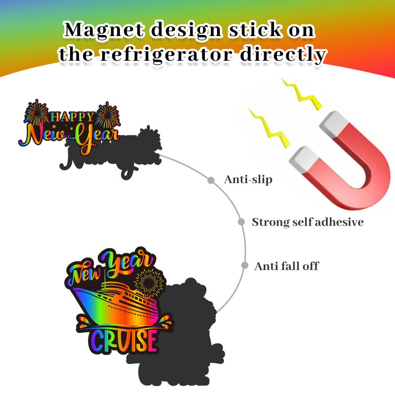 Whaline 23 Pcs New Year Cruise Door Magnet Colorful Refrigerator Magnets Cake Balloon Fridge Magnetic Stickers Garage Magnet for Holiday Car Metal Door Decoration - Image 3