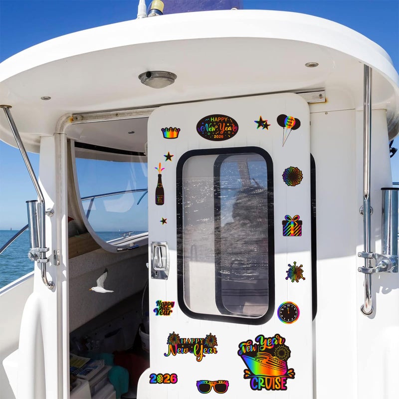 Whaline 23 Pcs New Year Cruise Door Magnet Colorful Refrigerator Magnets Cake Balloon Fridge Magnetic Stickers Garage Magnet for Holiday Car Metal Door Decoration - Image 5