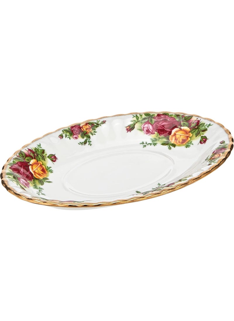 ROYAL ALBERT Royal Albert Old Country Roses Gravy Boat Stand, 6", Multi  - Image 1