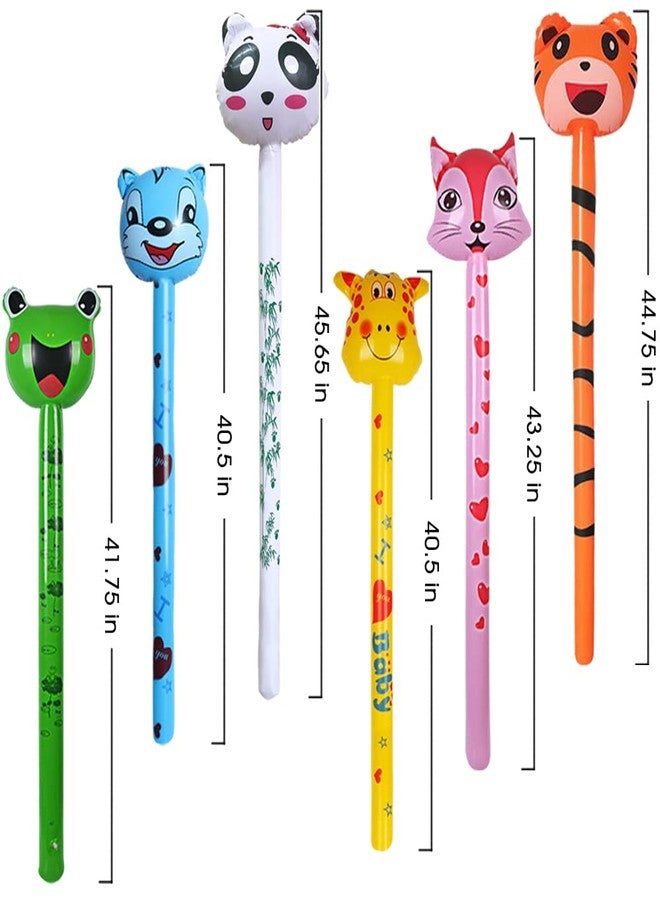 ArtCreativity Inflatable Animal Sticks, Set of 6, Animal Inflates for Kids in Assorted Designs, Zoo Party Favors and Wild One Birthday Decorations, Colorful Swimming Pool Toys for Kids - Image 3