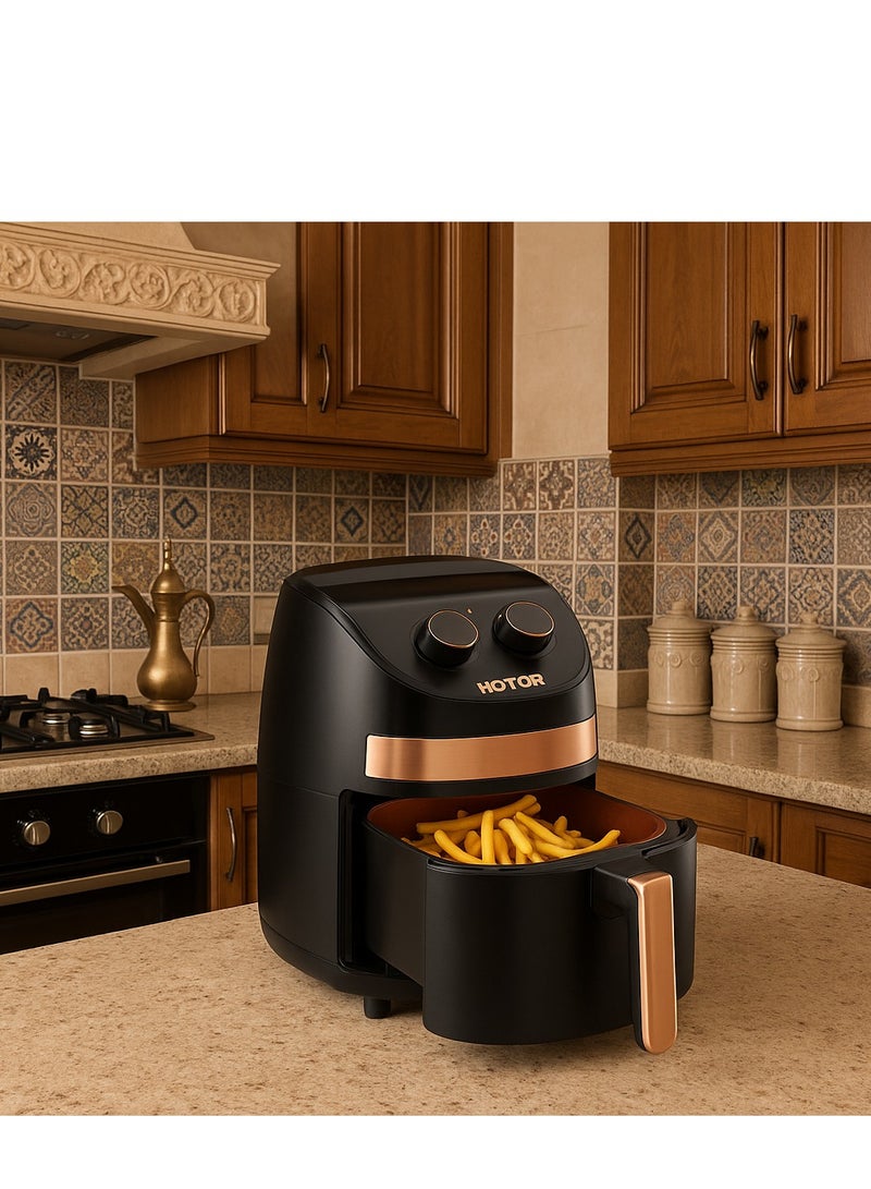 HOTOR 3.5L Air Fryer With Timer Temperature That Crisps Roasts Reheats And Dehydrates For Quick Easy Meals - Image 1
