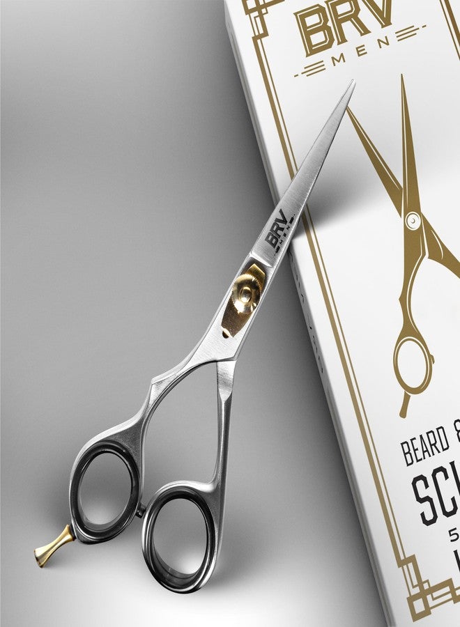 BRV MEN LEFT HANDED Razor Sharp Mustache & Beard Scissors - 5.5" - 100% High Carbon Stainless Steel - Facial Hair Trimming Shears (LEFT HANDED - Silver) - Image 3