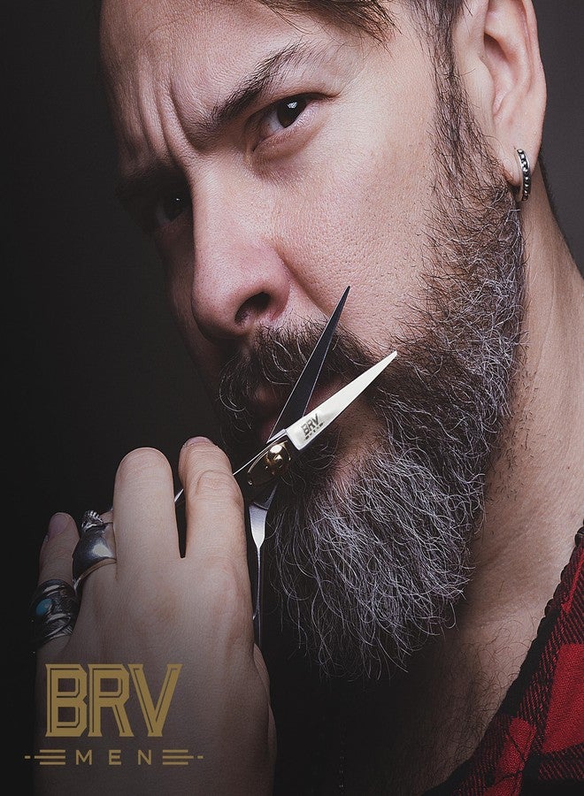 BRV MEN LEFT HANDED Razor Sharp Mustache & Beard Scissors - 5.5" - 100% High Carbon Stainless Steel - Facial Hair Trimming Shears (LEFT HANDED - Silver) - Image 5