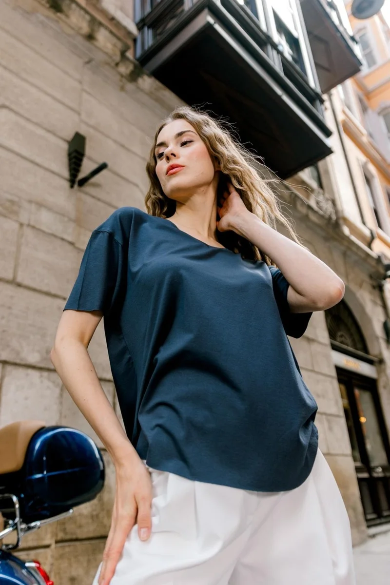 كوتن كونسيبت 3 Pieces V-Neck Basic Cotton Slit Detailed T-Shirt