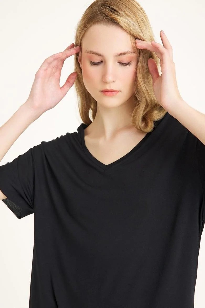 كوتن كونسيبت 3 Pieces V-Neck Basic Cotton Slit Detailed T-Shirt