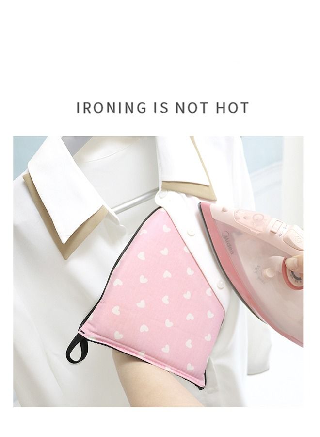 2 PCS Handheld Ironing Board, Handheld Ironing Pad, High Temperature Ironing Pad, Mini Handheld Ironing Board, Household Ironing Gloves (Pink and Green)  - Image 3
