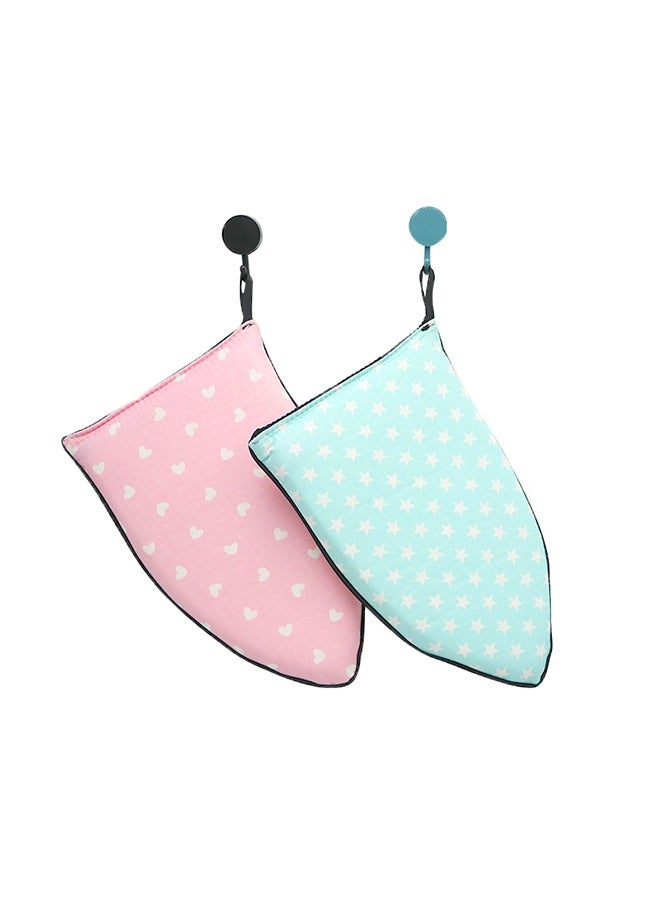 2 PCS Handheld Ironing Board, Handheld Ironing Pad, High Temperature Ironing Pad, Mini Handheld Ironing Board, Household Ironing Gloves (Pink and Green)  - Image 1