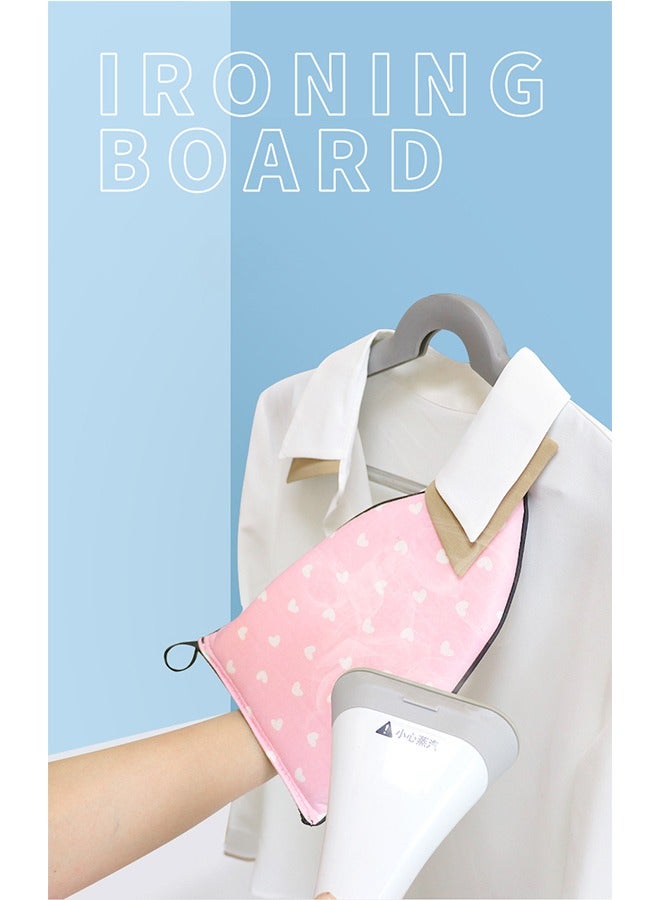 2 PCS Handheld Ironing Board, Handheld Ironing Pad, High Temperature Ironing Pad, Mini Handheld Ironing Board, Household Ironing Gloves (Pink and Green)  - Image 2