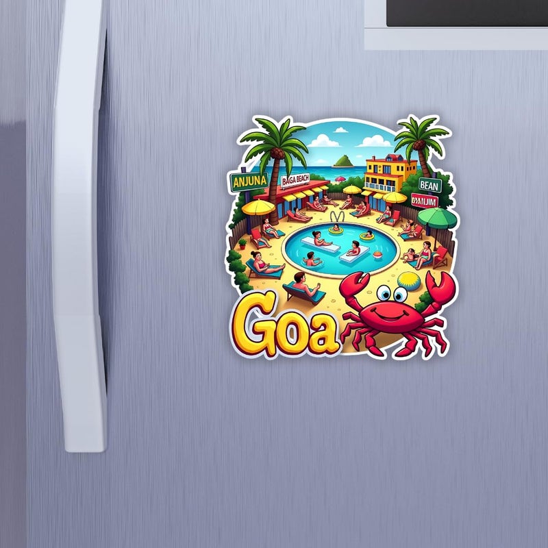 GiftODay Goa Theme Souvenir Wooden Fridge Magnet for Refrigerator Goa Fridge Magnet for Kitchen Home Decor Perfect Souvenir Gift Size 3x3 Inches Pack of 1 - Image 2