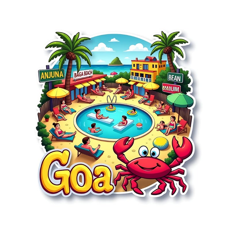 GiftODay Goa Theme Souvenir Wooden Fridge Magnet for Refrigerator Goa Fridge Magnet for Kitchen Home Decor Perfect Souvenir Gift Size 3x3 Inches Pack of 1 - Image 1