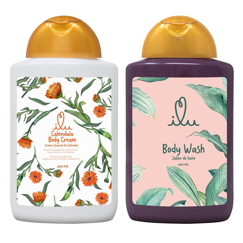 ILU Body Cream  Body Wash Bundle  MultiPurpose Relief  Nourishment PlantPowered Hydration Invigorating Cleansing Soothes  Moisturizes Normal Skin Types pleasant aroma 10 fl oz Pack of 2