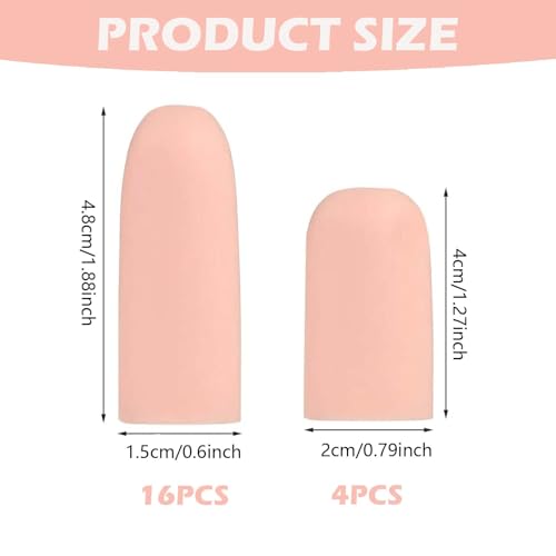 XFSAFDM 20 PCS Finger Gloves, Silicone Finger Protector for Kitchen Use, Medical Finger Cots for Arthritis, Cricket, Guitar Playing, Thumb Sucking, (16 Slender + 4 Small), Skin Tone - Image 2