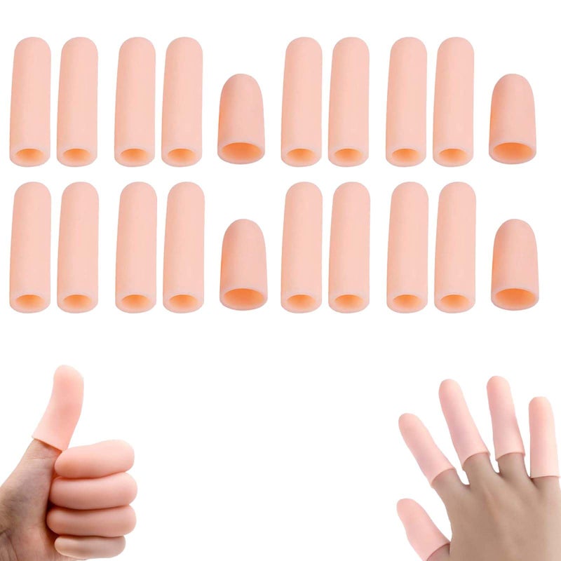 XFSAFDM 20 PCS Finger Gloves, Silicone Finger Protector for Kitchen Use, Medical Finger Cots for Arthritis, Cricket, Guitar Playing, Thumb Sucking, (16 Slender + 4 Small), Skin Tone - Image 3