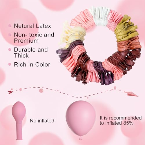 Amandir 162Pcs Burgundy Balloon Garland Arch Kit, Light Pink White Maroon Balloons Confetti Latex Metallic Gold Balloons for Birthday Bridal Baby Shower Wedding Graduation Party Decorations - Image 3