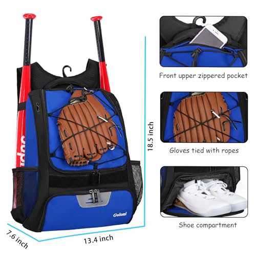 Goloni Baseball BagBackpack for Baseball TBall Softball Equipment GearSoftball Bag with Shoe CompartmentFence Hook - Image 3