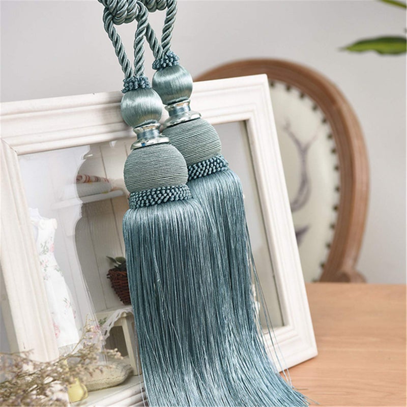SWTool Selling Wonderful Curtain Holdbacks Curtains Tiebacks Home Decorative Braided Buckle Fastener Accessories Window Drapery Ball Tassels Tiebacks, Set of 2 (teal) - Image 5