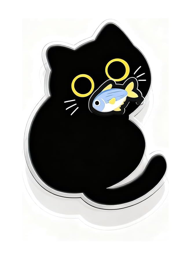 Green Tiger Double layered pattern cute cat, phone holder with adhesive airbag, small pattern can rotate 360 °, suitable for most phone models on the market (Cat and small fish) - Image 1