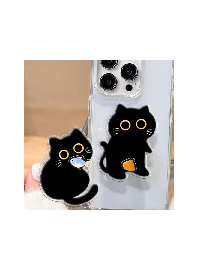Green Tiger Double layered pattern cute cat, phone holder with adhesive airbag, small pattern can rotate 360 °, suitable for most phone models on the market (Cat and small fish) - Image 4