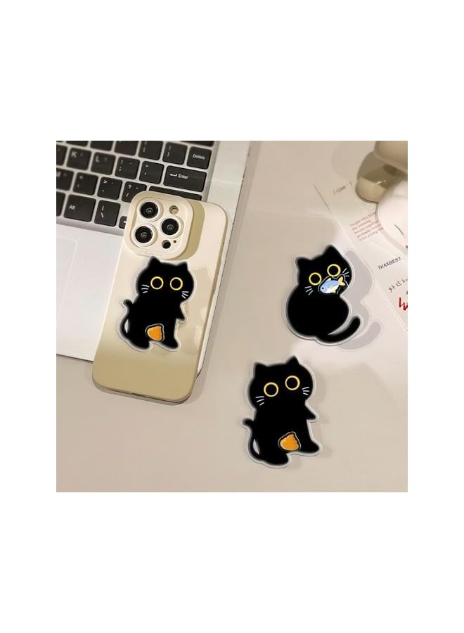 Green Tiger Double layered pattern cute cat, phone holder with adhesive airbag, small pattern can rotate 360 °, suitable for most phone models on the market (Cat and small fish) - Image 5