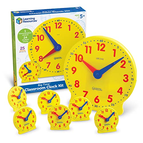 Learning Resources Classroom Clock Kit - Preschool Must Have, Teaching Time Activity , About Flash Time Cards, Montessori Toys, Math Manipulatives, Gifts for Boys and Girls, Toddler Activities - Image 1