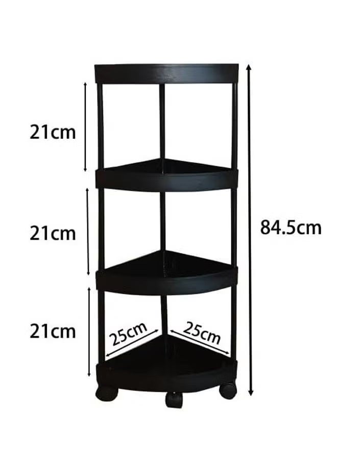XiuWoo 4 Tier Floor Standing Corner Shower Caddy Organizer, Plastic Metal Splicing Floor Corner Shelf Rack Storage Stands for Bathroom Black - Image 2