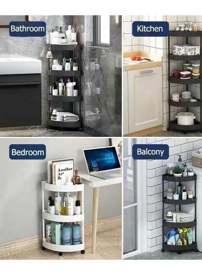 XiuWoo 4 Tier Floor Standing Corner Shower Caddy Organizer, Plastic Metal Splicing Floor Corner Shelf Rack Storage Stands for Bathroom Black - Image 4