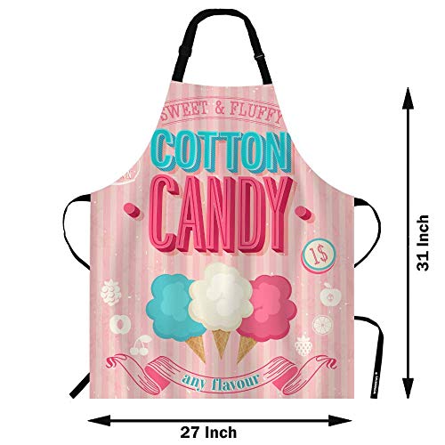 WONDERTIFY Cartoon Candy Apron,Sweet and Colorful Candy Pink Background Bib Apron with Adjustable Neck for Men Women,Suitable for Home Kitchen Cooking Waitress Chef Grill Bistro Baking Apron - Image 3
