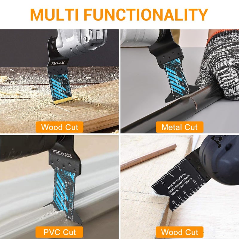 PECHAM Oscillating Tool Blade, 34PCS Universal Wood Metal Oscillating Multitool Quick Release Saw Blades Fit Porter Cable Black & Decker Rockwell Ridgid Ryobi Milwaukee DeWalt Chicago Craftsman - Image 5
