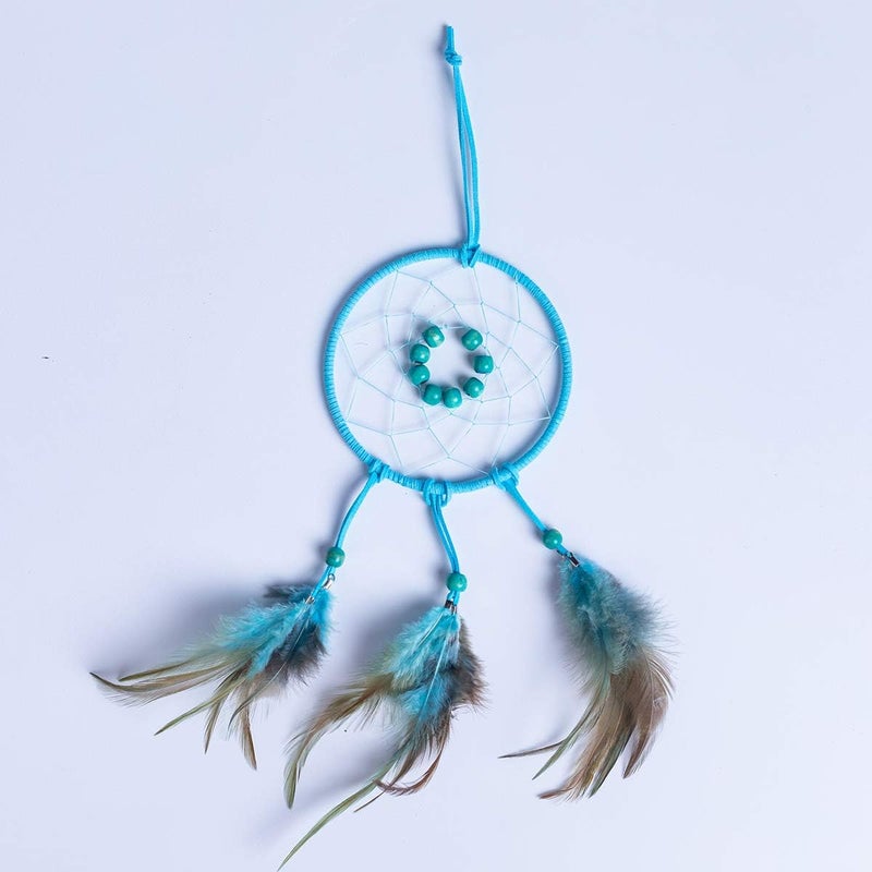 FANDOL DIY Dream Catcher Beginner Kit, Making Dream Catcher Supplies Include Metal Hoop, Feathers, Faux Suede Cord, Thread, Wood Beads (Sky Blue) - Image 5