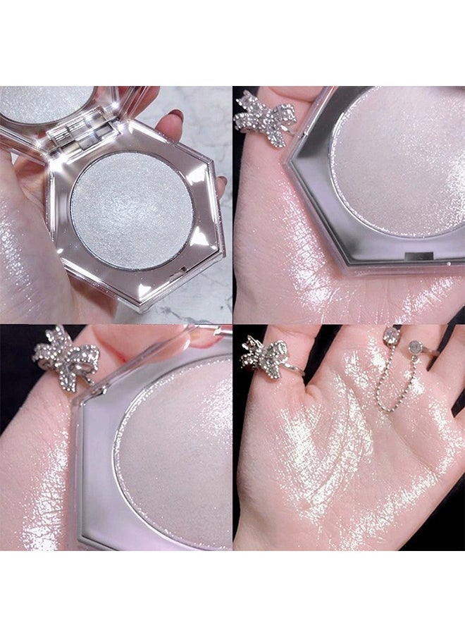 LANGMANNI Water Light Diamond High Gloss Powder Plate - Pearl White Face Body Cheek Diamond Shimmer Highlight Makeup Palette , Long-Lasting Wear, Suitable Under Makeup With Long Lasting Shine Finish  - Image 2
