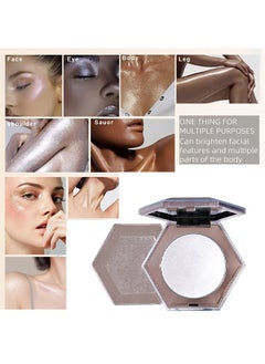 LANGMANNI Water Light Diamond High Gloss Powder Plate - Pearl White Face Body Cheek Diamond Shimmer Highlight Makeup Palette , Long-Lasting Wear, Suitable Under Makeup With Long Lasting Shine Finish  - Image 4