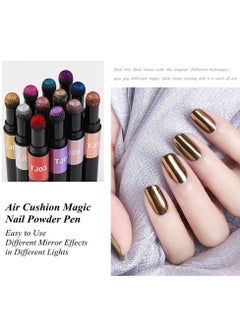 KASTWAVE Nail Art Pen Nail Polish Pen Chrome Nail Powder Holographic Powder Mirror Effects Air Cushion Magic Pen Nail Art Decoration Nail Art Kit Colorful 12 Pcs  - Image 3