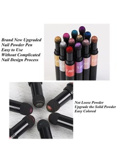 KASTWAVE Nail Art Pen Nail Polish Pen Chrome Nail Powder Holographic Powder Mirror Effects Air Cushion Magic Pen Nail Art Decoration Nail Art Kit Colorful 12 Pcs  - Image 4