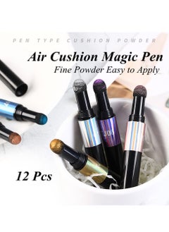 KASTWAVE Nail Art Pen Nail Polish Pen Chrome Nail Powder Holographic Powder Mirror Effects Air Cushion Magic Pen Nail Art Decoration Nail Art Kit Colorful 12 Pcs  - Image 2