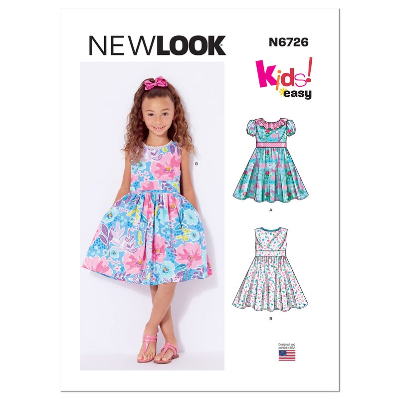 New Look UN6726A Easy to Sew Toddlers' and Children's Dress Sewing Pattern Kit, Code N6726, Sizes 1/2-1-2-3-4-5-6-7-8 - Image 1
