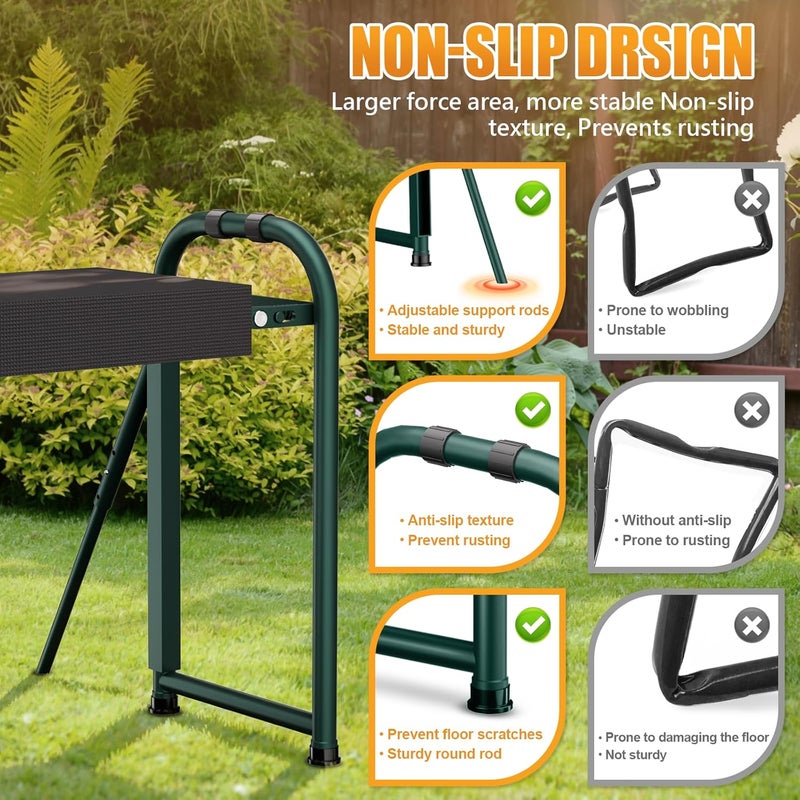 SEASKY Foldable Garden Kneeling and Seat,Anti-Tipping Gardener Bench Widened Thick Soft Kneeling Pad，Heavy Duty Gardening Stool with Garden Tool Bag - Image 3