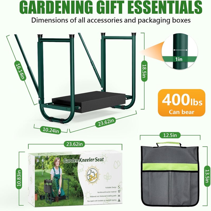 SEASKY Foldable Garden Kneeling and Seat,Anti-Tipping Gardener Bench Widened Thick Soft Kneeling Pad，Heavy Duty Gardening Stool with Garden Tool Bag - Image 2