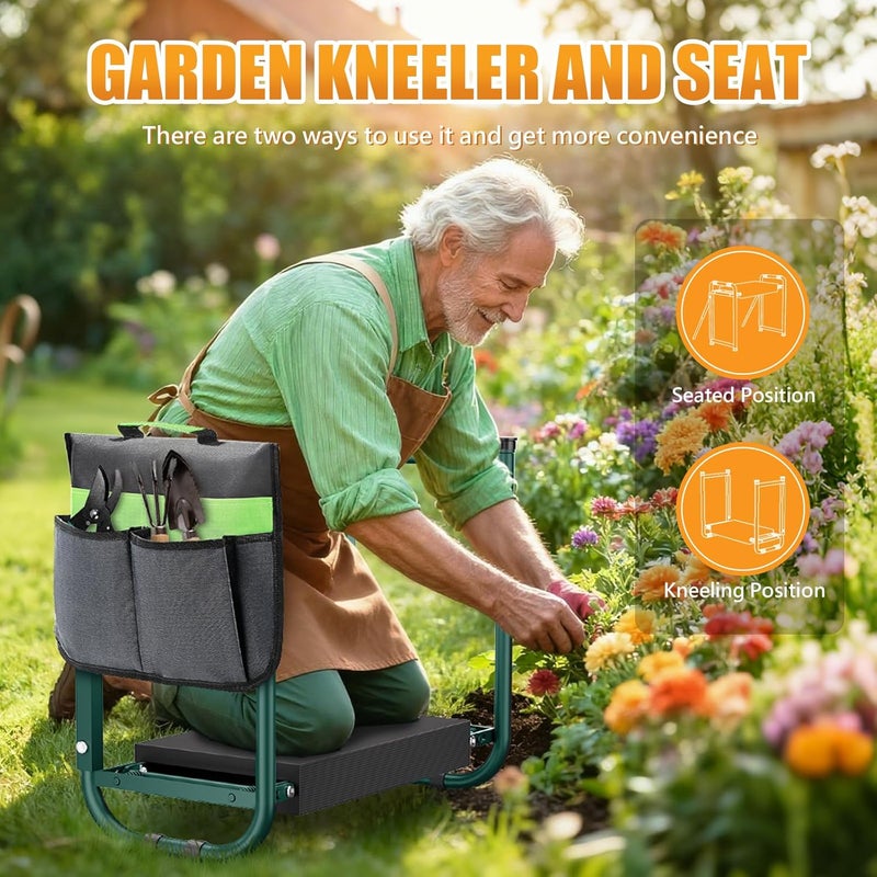 SEASKY Foldable Garden Kneeling and Seat,Anti-Tipping Gardener Bench Widened Thick Soft Kneeling Pad，Heavy Duty Gardening Stool with Garden Tool Bag - Image 4