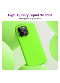 Generic iPhone 15 Pro Max Case - Neon Green Silicone Phone Cover | Liquid Silicone with Anti-Scratch Microfiber Lining, 360° Shockproof Protective Case for Apple iPhone 15 Pro Max  - Image 3