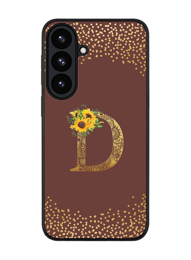 For Samsung Galaxy S26 Case,Slim fit Camera Protection, Shockproof Thin Phone cover  - Custom Floral Monogram - D  (Brown )