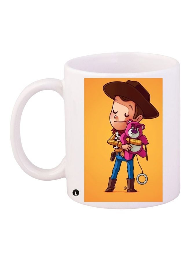 RYN Woody Printed Coffee Mug White/Brown/Pink 11ounce