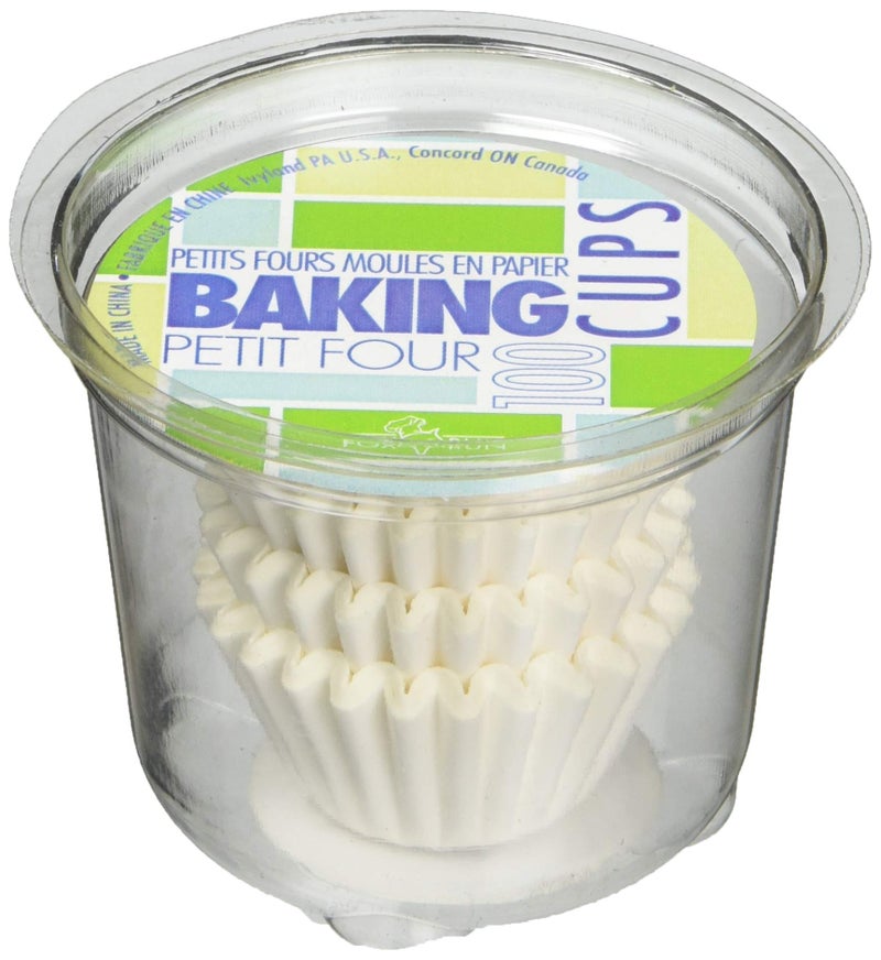 مجموعة من 100 غلاف ميني حجم لينيور كعك وفطائر ورقية بيضاء من فوك رن