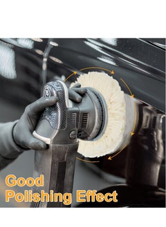 Wool Polishing Pad, 6PCS Buffing Pads Kit Hook Loop Buffing Pads for Drill Curved Edge Compound Cutting Pad Drill Polisher Attachment Wheel Polish Pad, Car Body Repair Buffingc (3inch)