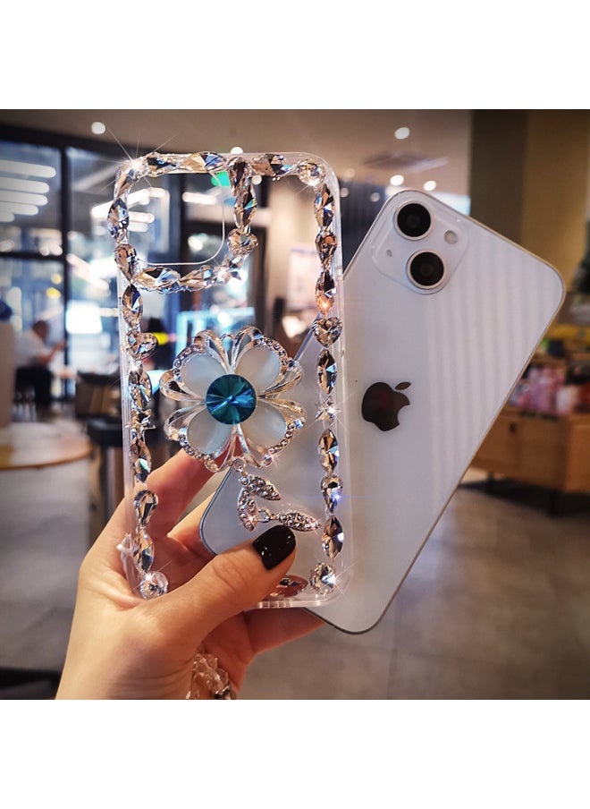 Generic - For Iphone14/15 Transparent Phone Case With Diamonds For Iphone16/13pro Silicone Four-leaf Flower Pendant Xs/11-Color:Four-leaf Flower Pendant-Applicable Models:For Iphone13mini - Image 1