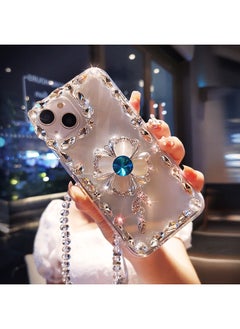 For Iphone14/15 Transparent Phone Case With Diamonds For Iphone16/13pro Silicone Four-leaf Flower Pendant Xs/11-Color:Four-leaf Flower Pendant-Applicable Models:For Iphone13mini