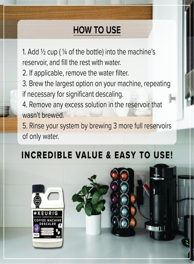 Tillbrook Coffee Machine Descaler - 1 YEAR SUPPLY Concentrated Descaler for Keurig - 16oz Coffee Maker Cleaner for Breville, Nespresso, Delonghi, Espresso Machine - 4 Uses - Safe, Natural, Effective - Image 3